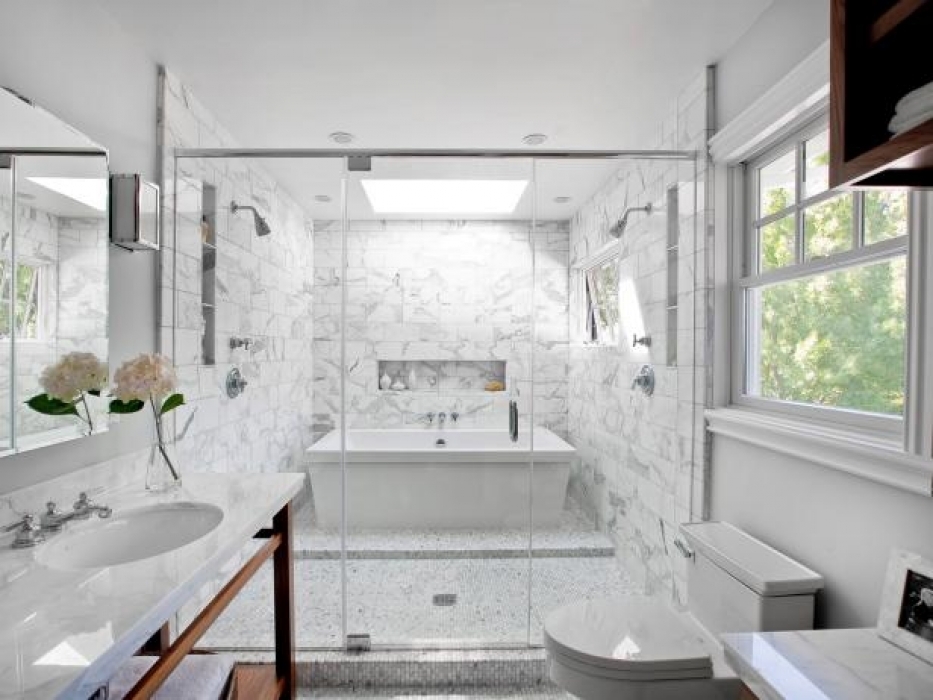 Lựa chọn đá hoa cương trắng trang trí cho phòng tắm đẹp
