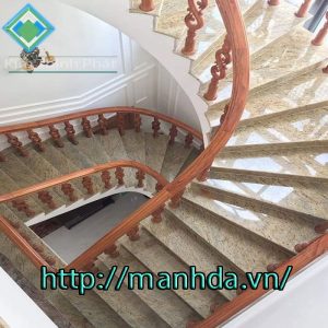 Cầu thang đá nâu đỏ báo giá đá tự nhiên